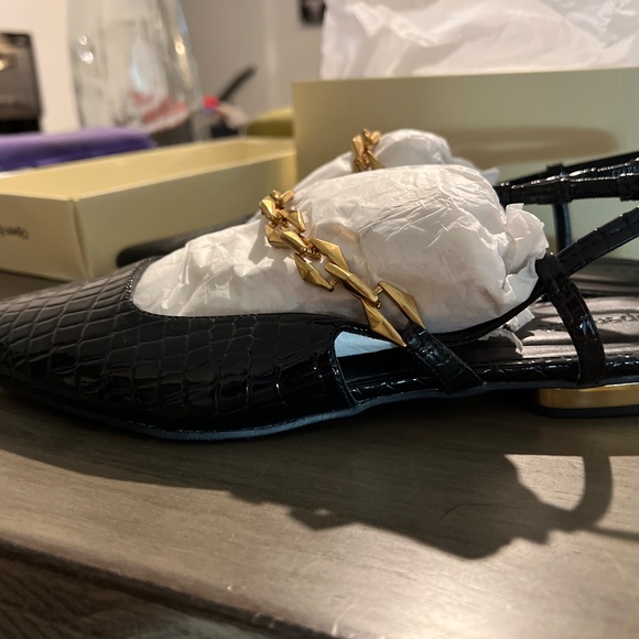 Open Edit Olympia snakeskin-embossed slingback flats - Picture 4 of 7